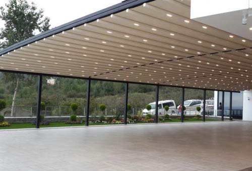 fábrica e instalación de pérgola de lona tensada recta Flexiglass